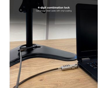 CABLE LOCK DE SEGURIDAD TIPO NANO CON COMBINACION PARA PORTATILES 1.5M GRIS TOOQ